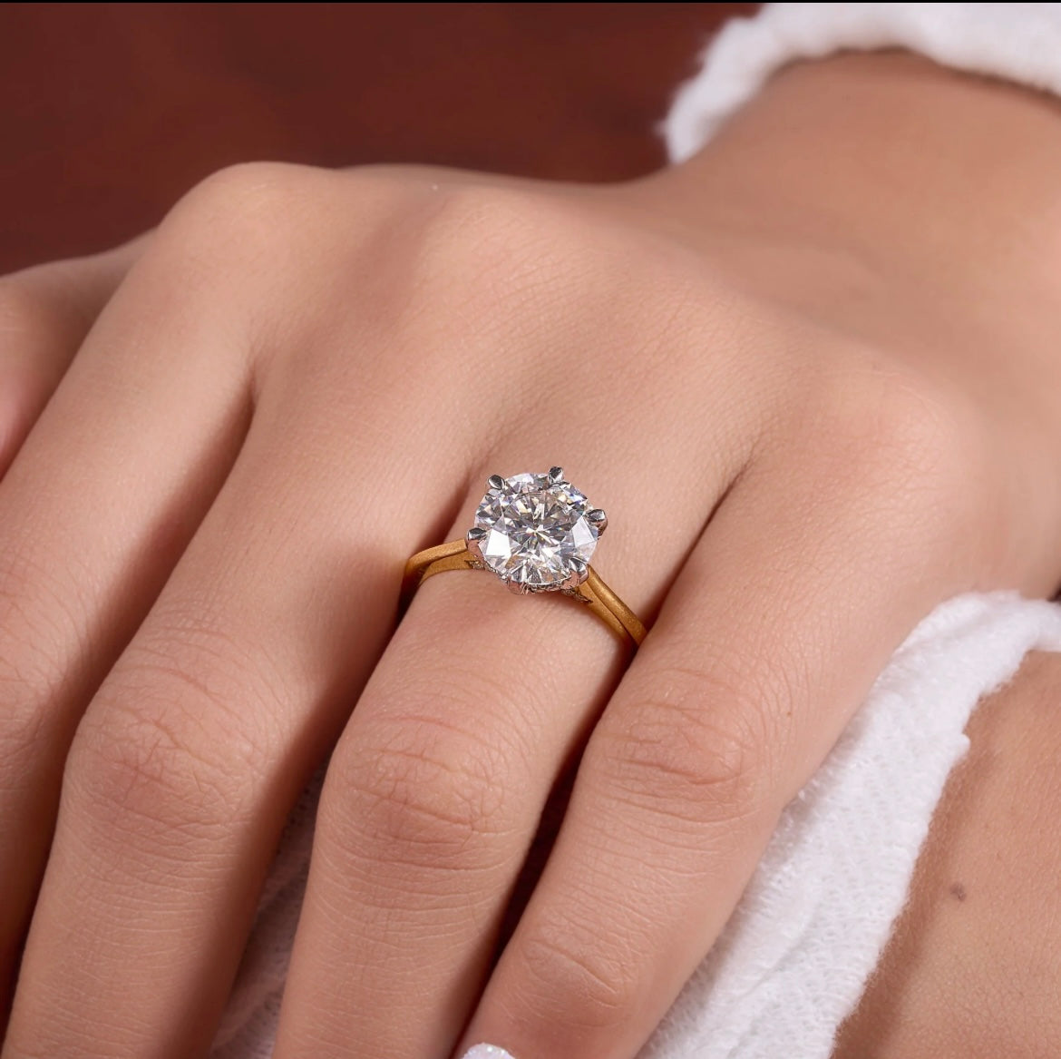 Moissanite Ad Stone Gold Ring for Girls.